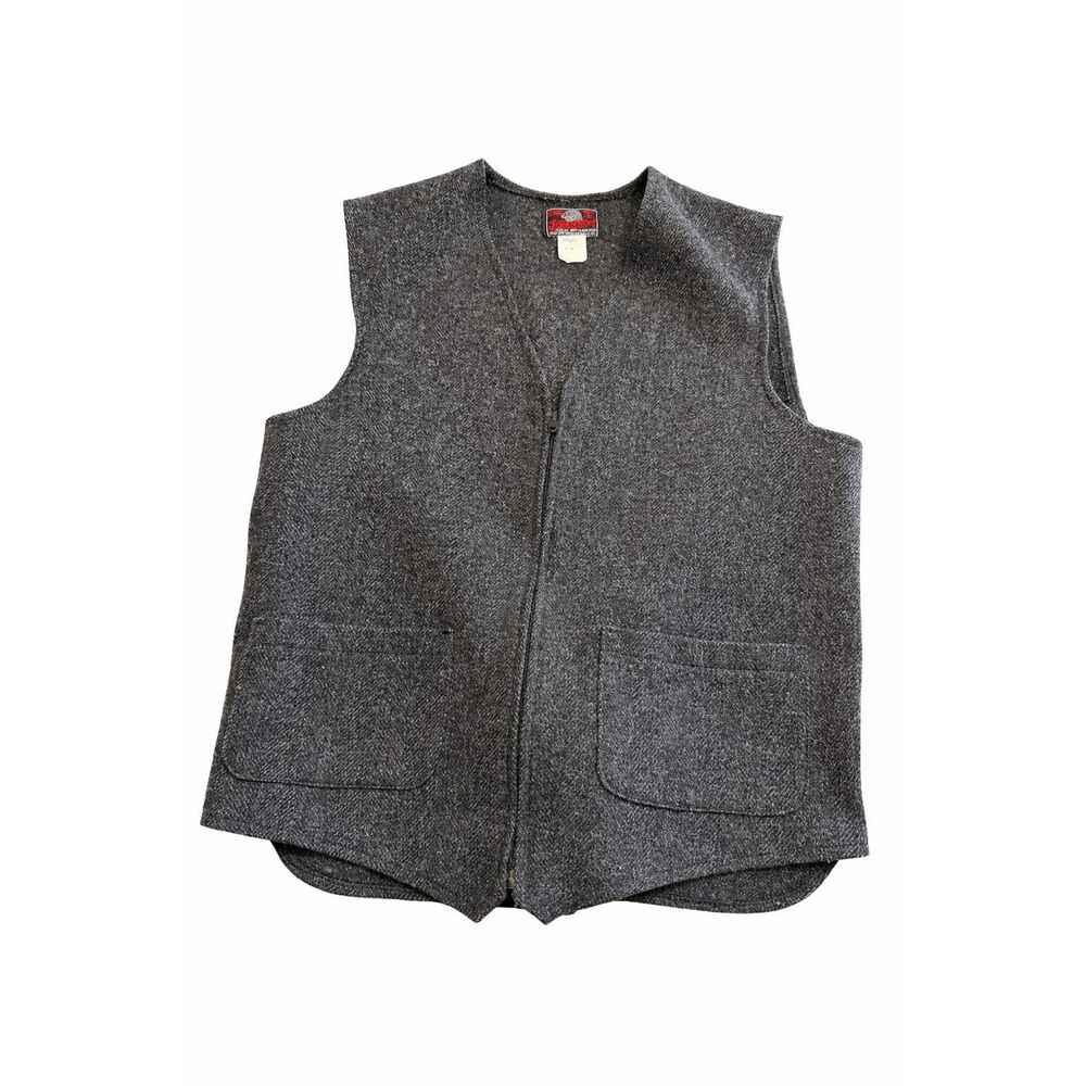 Johnson Woolen Mills Vintage Grey Vest Wool USA Outdoor Clothing Mens Size 42